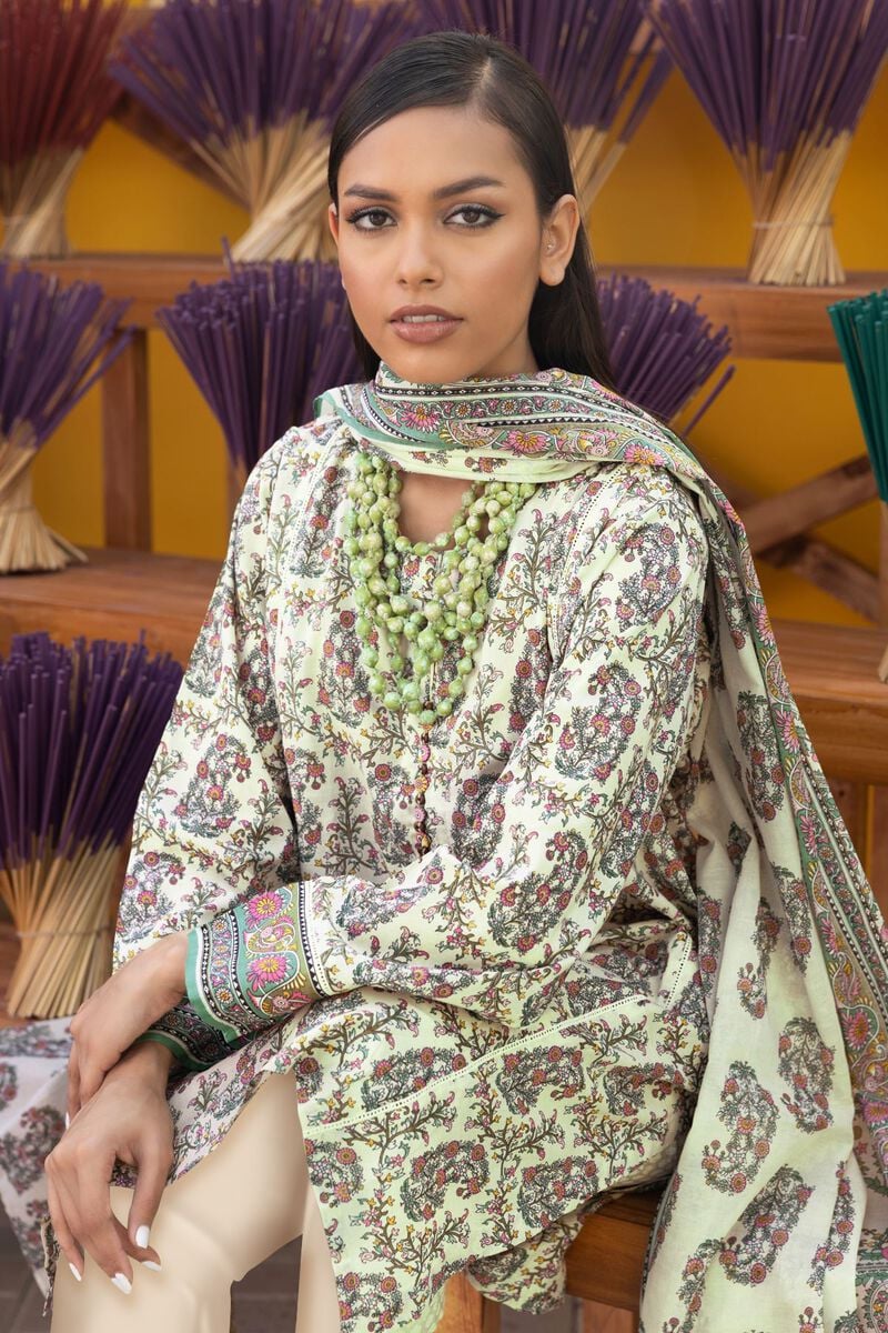 Khaadi | 3 Piece Unstitched Printed Lawn Suit | ALA231251-off-white