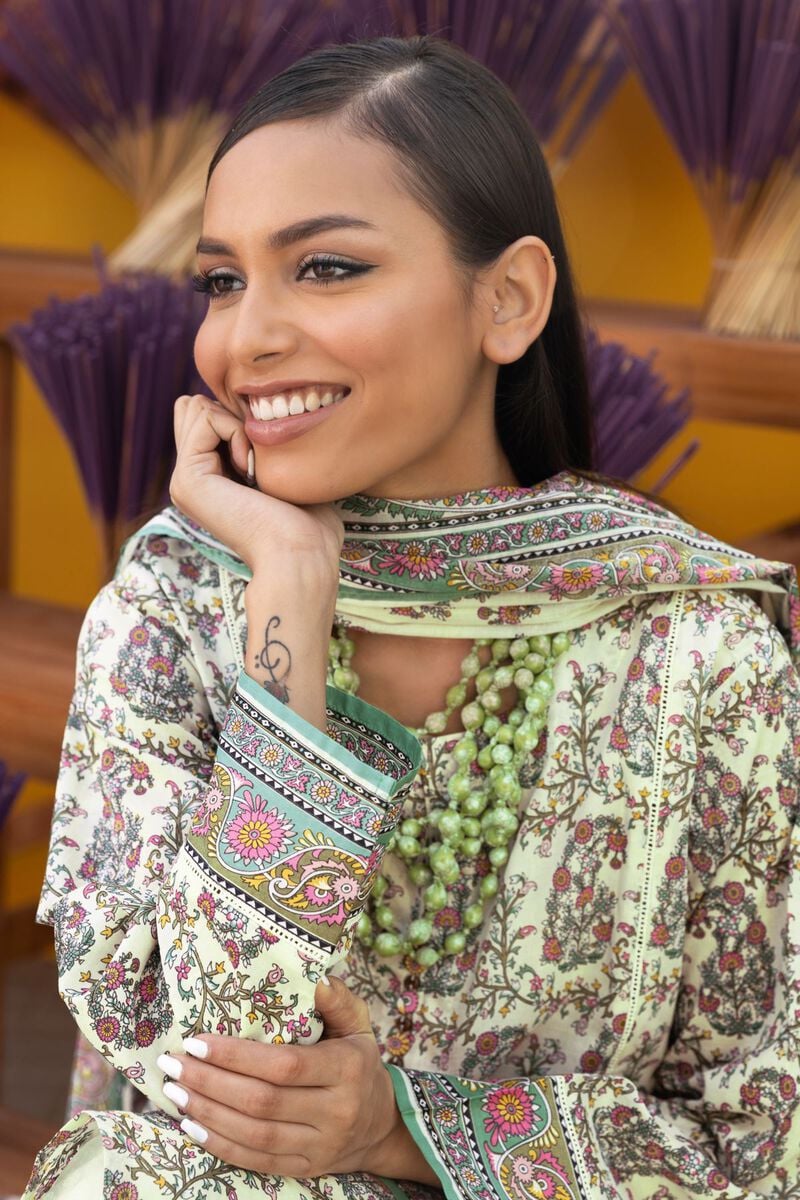 Khaadi | 3 Piece Unstitched Printed Lawn Suit | ALA231251-off-white