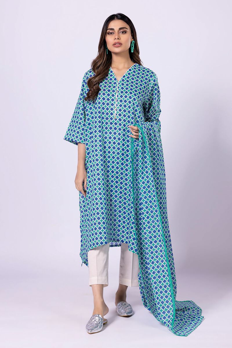 Khaadi | 3 Piece Unstitched Lawn-Top, Bottom & Dupatta | ALA23141-Green
