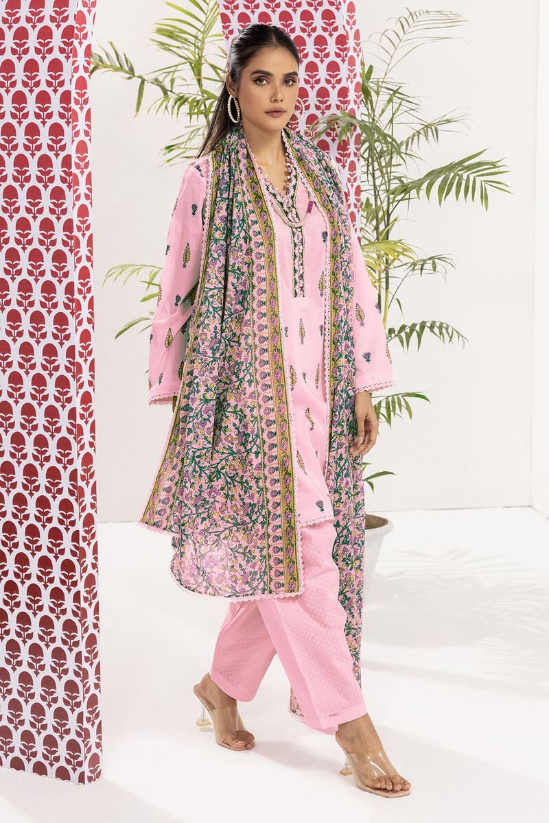 Khaadi | 3 Piece Unstitched Printed Lawn Suit | ALA240104-Pink