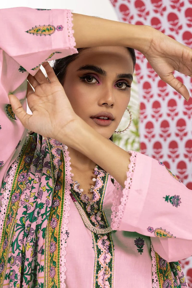 Khaadi | 3 Piece Unstitched Printed Lawn Suit | ALA240104-Pink