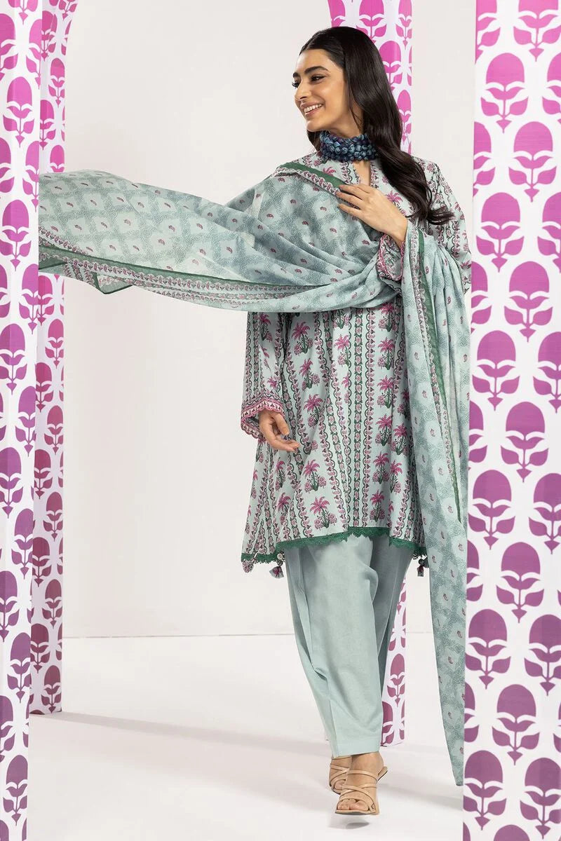 Khaadi | 3 Piece Unstitched Printed Lawn Suit | ALA240105-Green