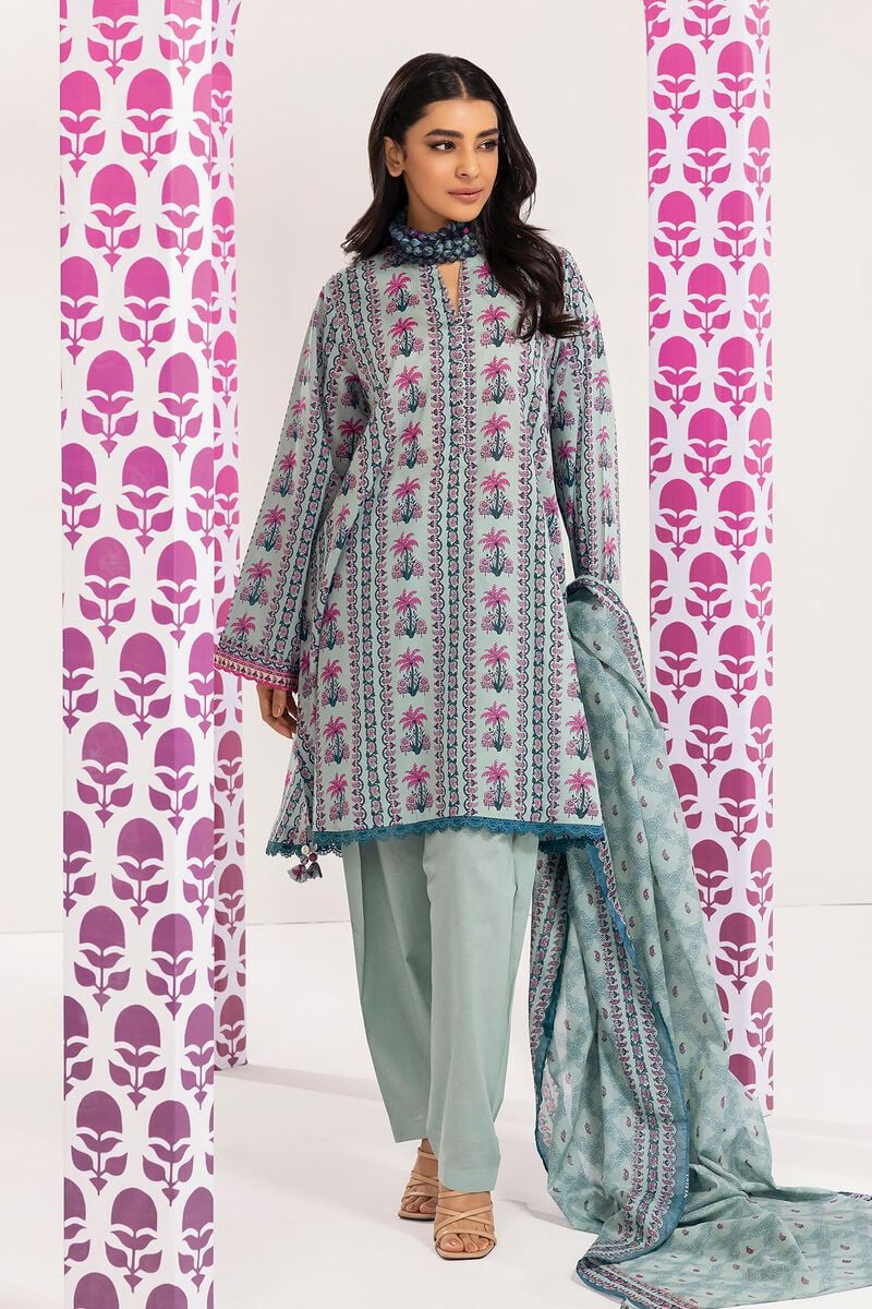 Khaadi | 3 Piece Unstitched Printed Lawn Suit | ALA240105-Green