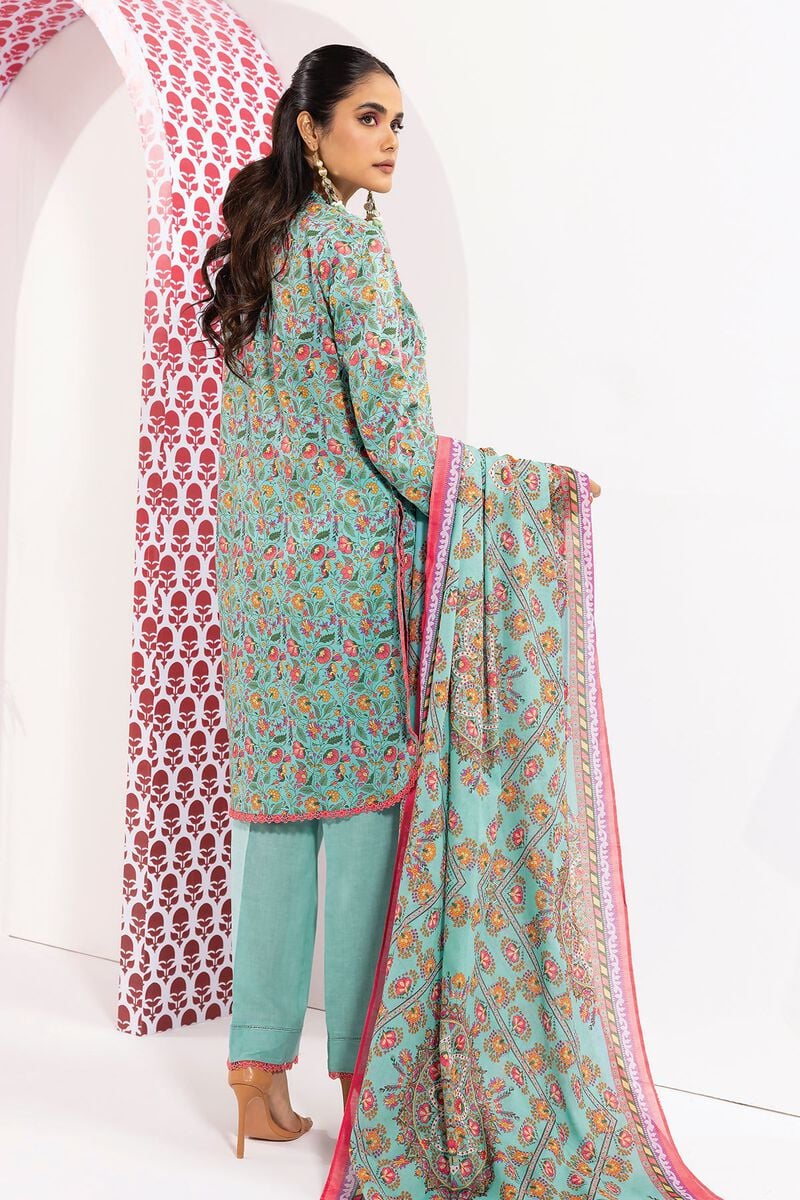 Khaadi | 3 Piece Unstitched Printed Lawn Suit | ALA240109-Turquoise