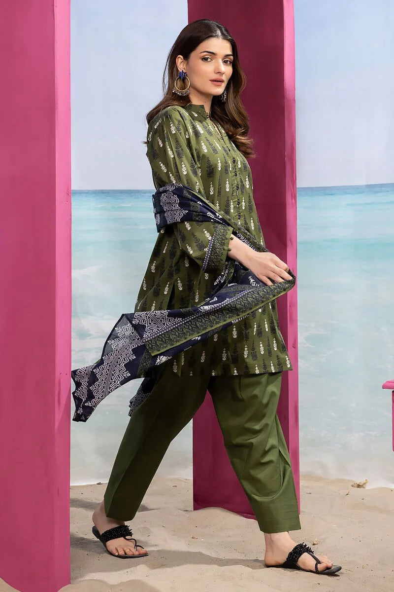 Khaadi | 3 Piece Unstitched Printed Lawn Suit | ALA240113-Green