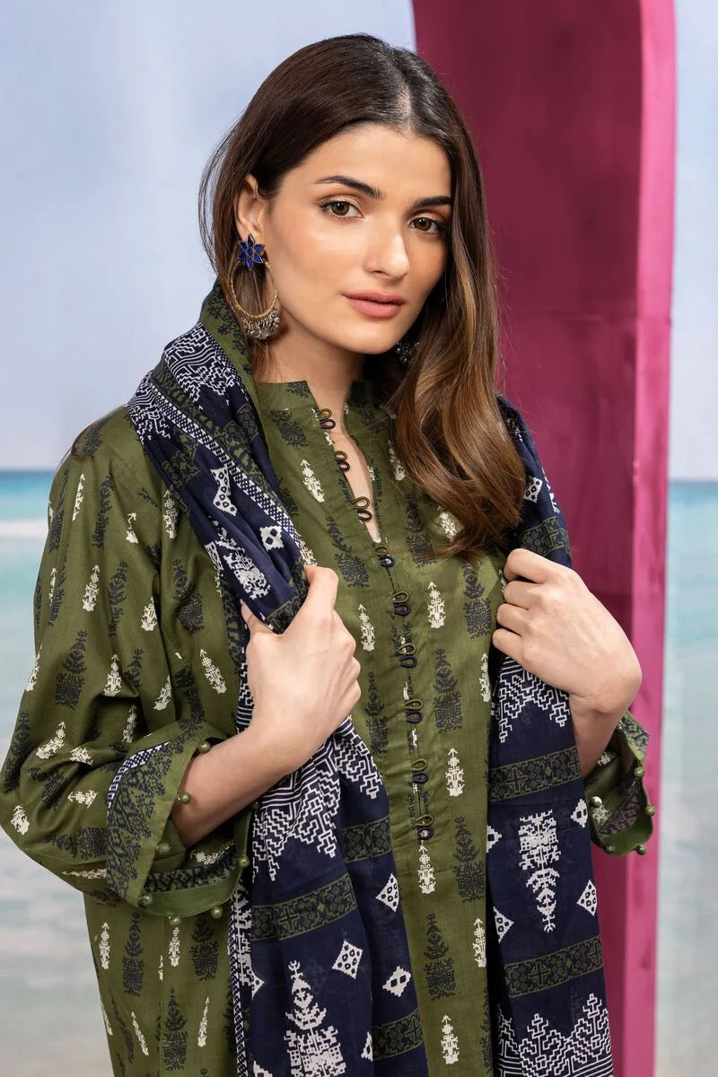 Khaadi | 3 Piece Unstitched Printed Lawn Suit | ALA240113-Green