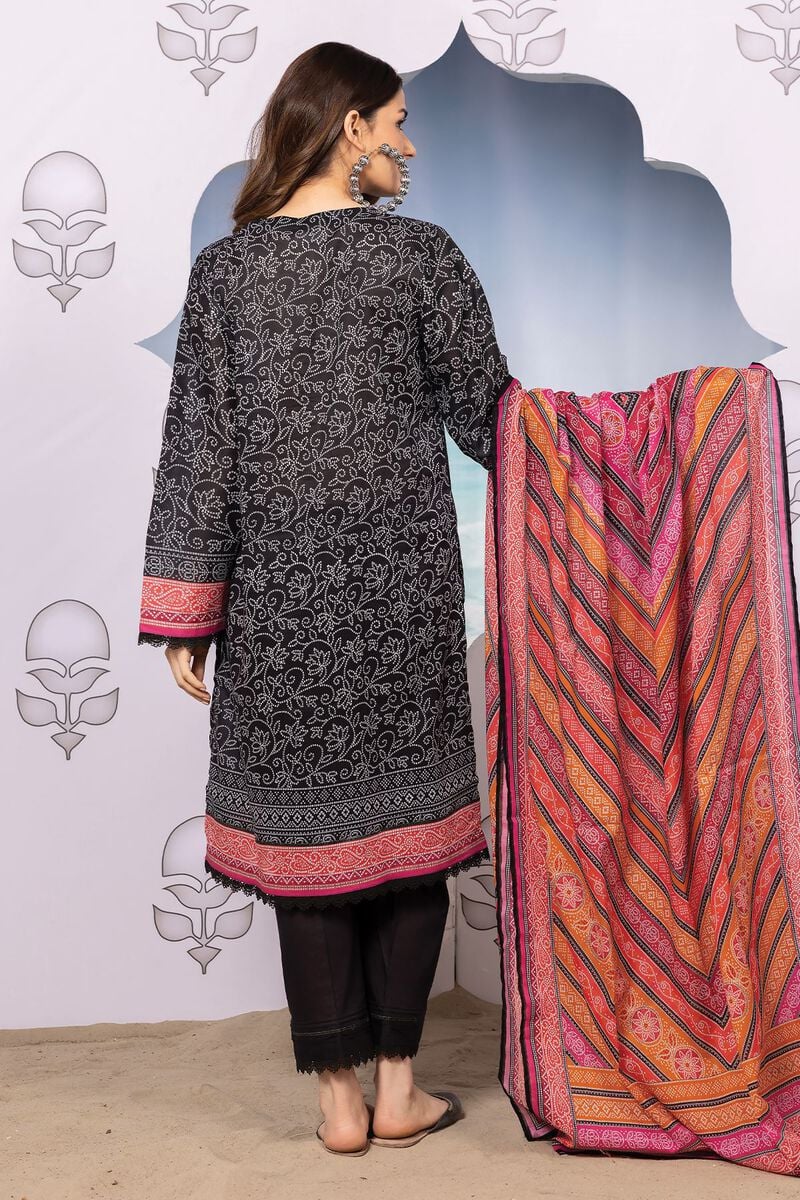 Khaadi | 3 Piece Unstitched Printed Lawn Suit | ALA240121-Black