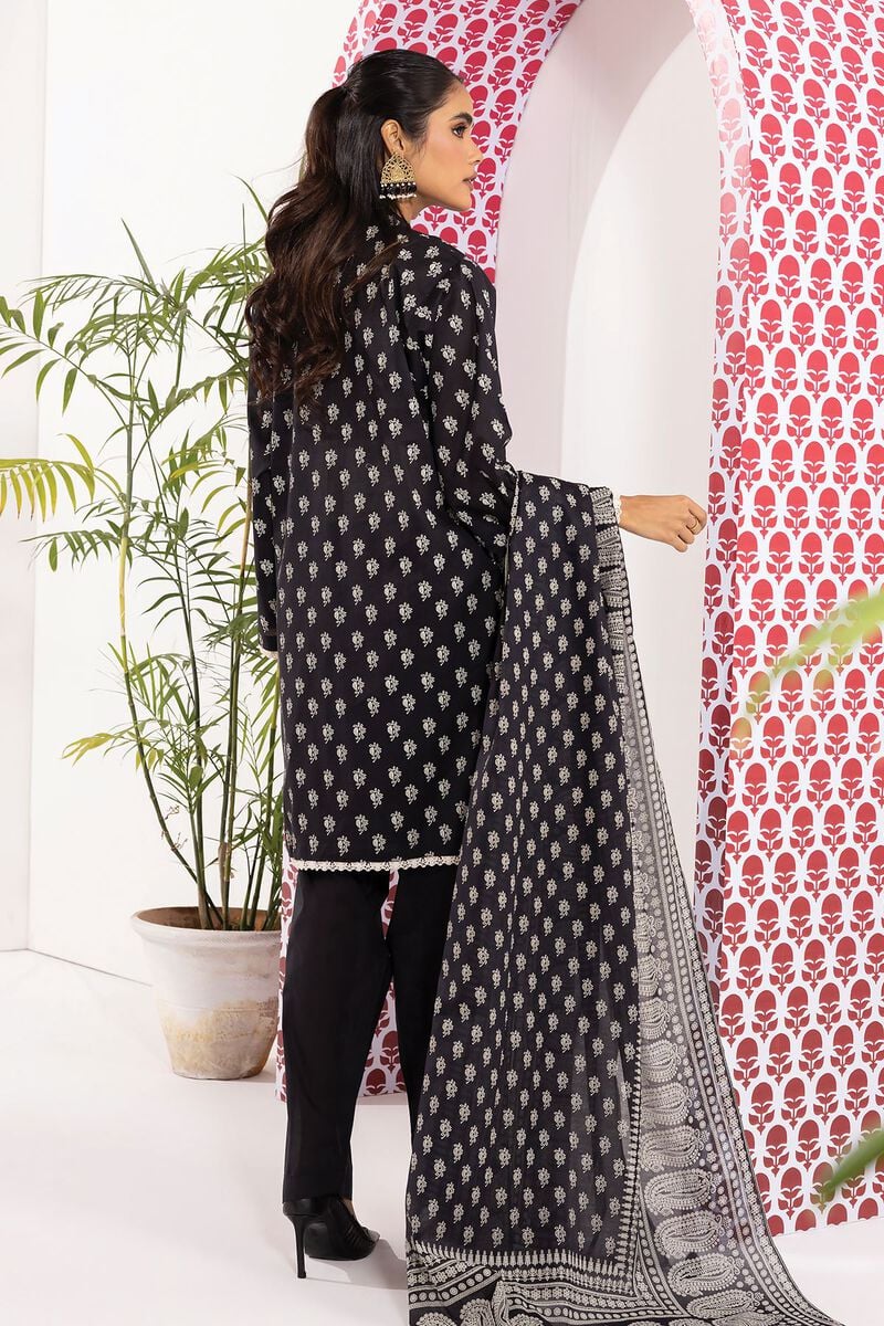 Khaadi | 3 Piece Unstitched Printed Lawn Suit | ALA240152-Black