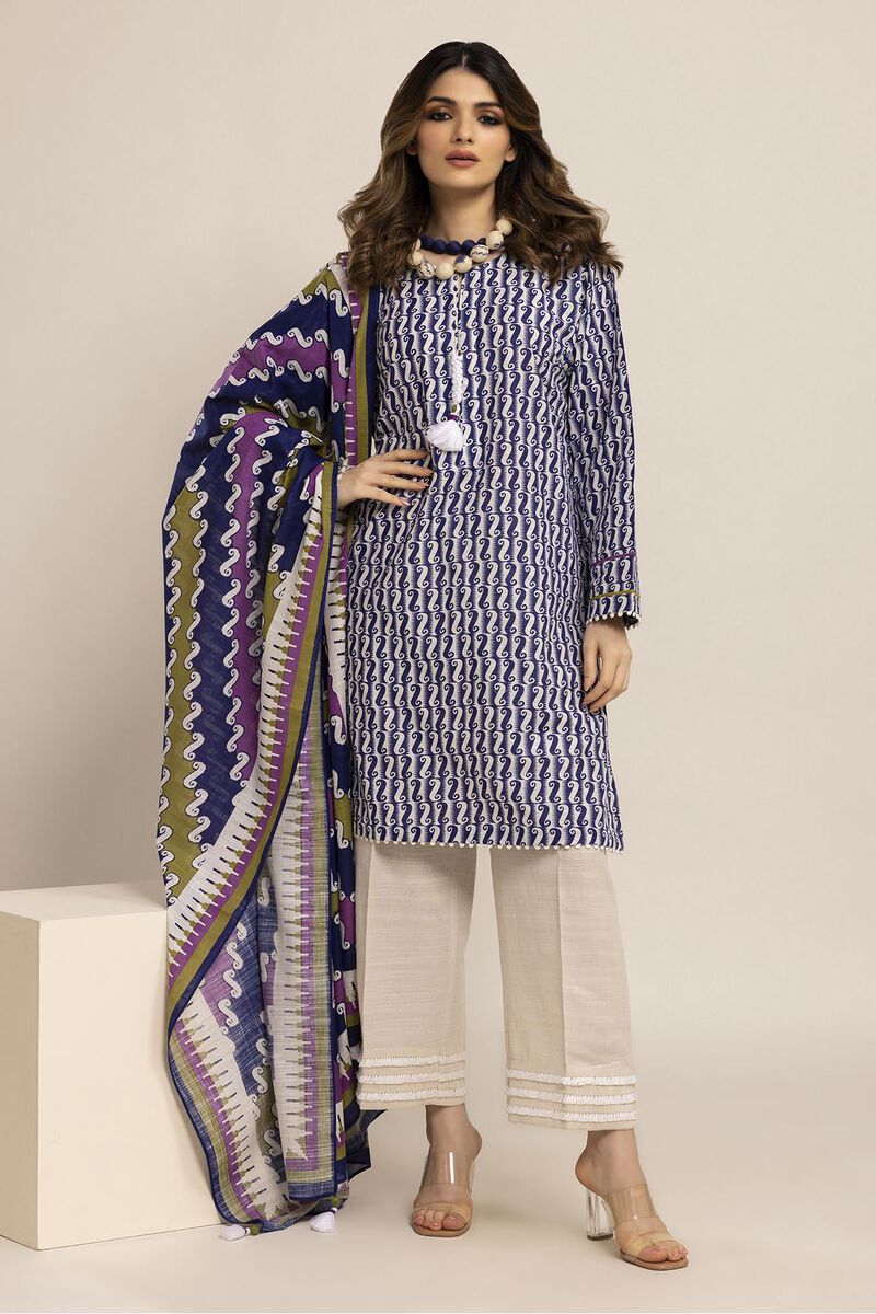 KHAADI | UNSTITCHED 3 PIECE PRINTED LIGHT KHADDAR SUIT