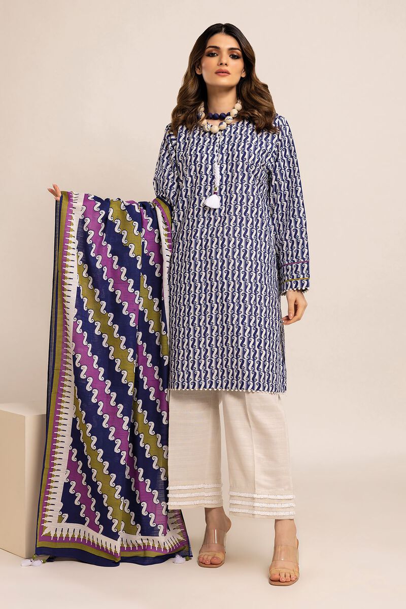 KHAADI | UNSTITCHED 3 PIECE PRINTED LIGHT KHADDAR SUIT