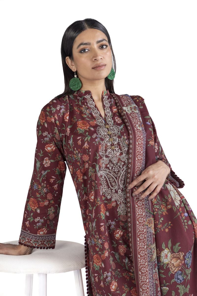 KHAADI | UNSTITCHED 3 PIECE EMBROIDERED SLUB LAWN SUIT