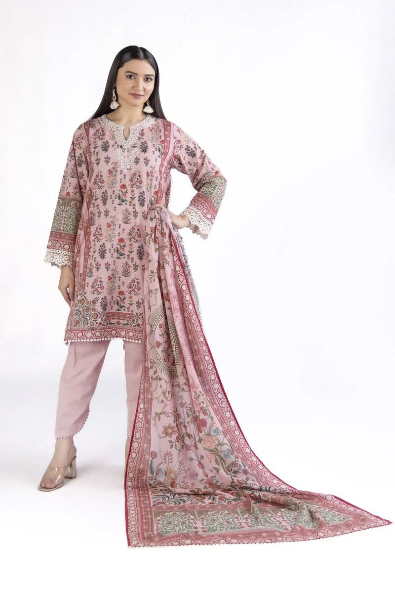 KHAADI | UNSTITCHED 3 PIECE EMBROIDERED SLUB LAWN SUIT