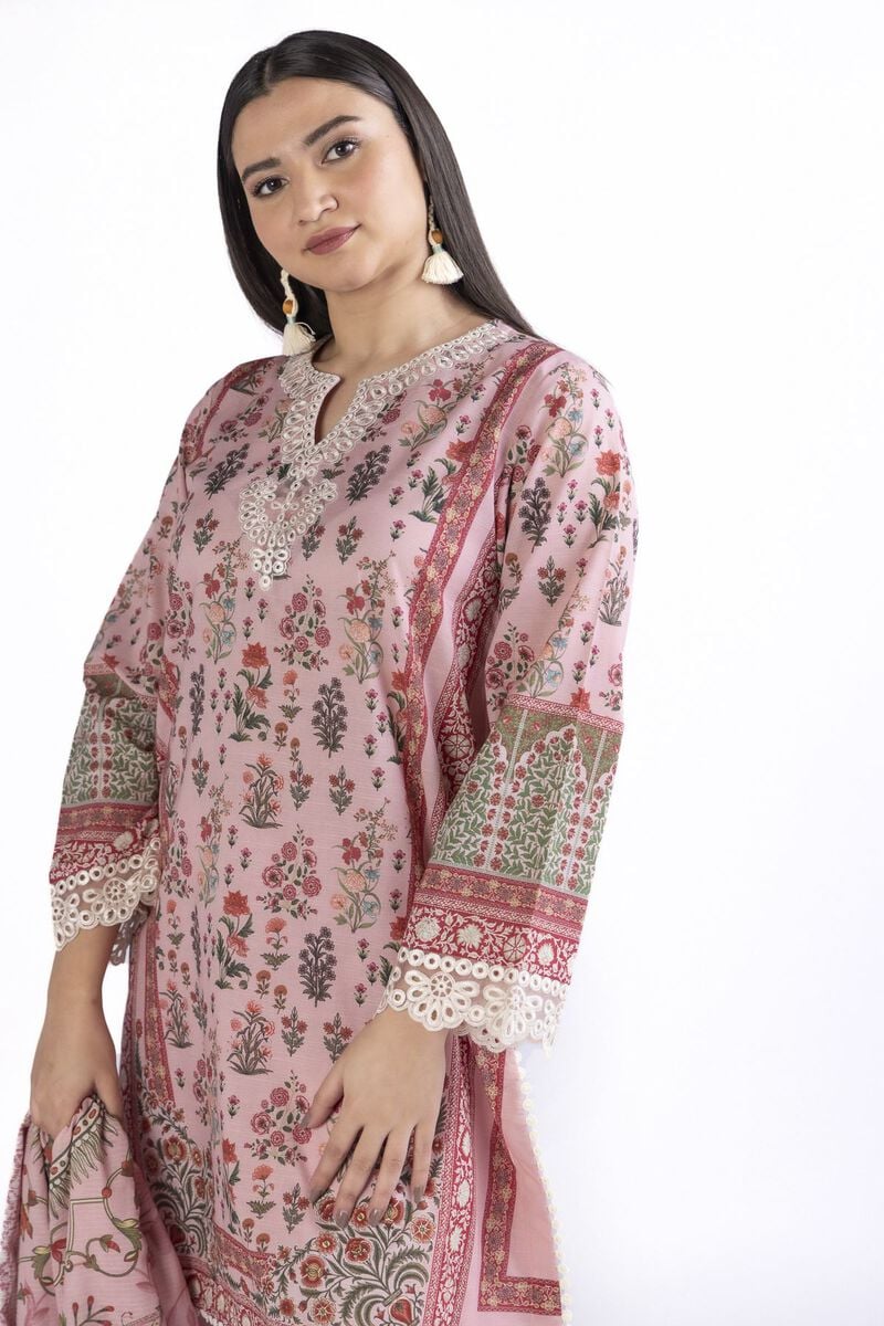 KHAADI | UNSTITCHED 3 PIECE EMBROIDERED SLUB LAWN SUIT