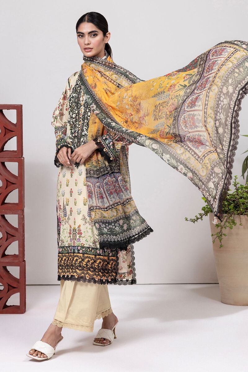 KHAADI | UNSTITCHED 3 PIECE EMBROIDERED DOBBY SUIT