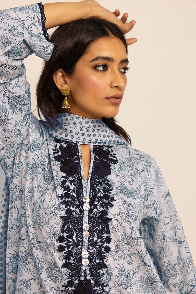 Khaadi | 3 Piece Unstitched Printed Embroidered Lawn Suit