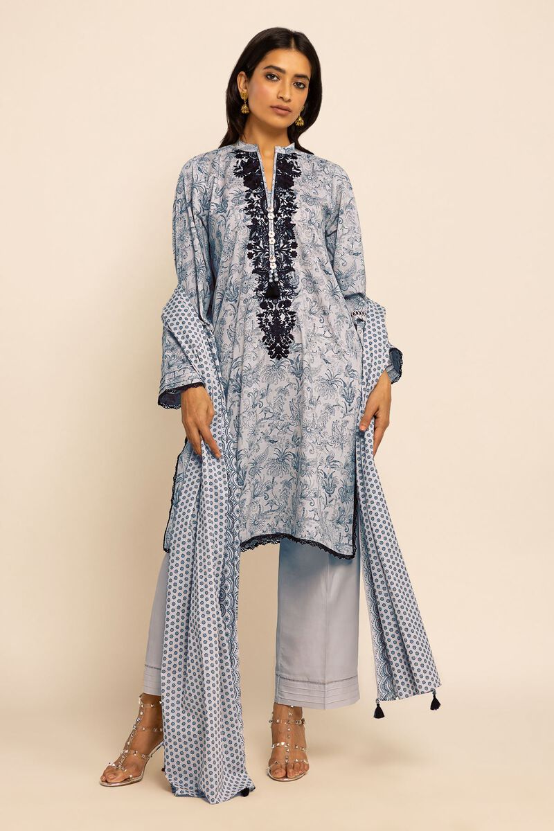 Khaadi | 3 Piece Unstitched Printed Embroidered Lawn Suit