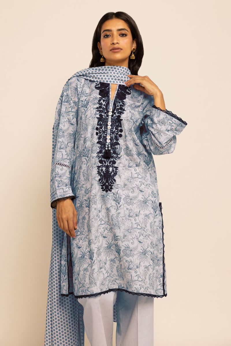 Khaadi | 3 Piece Unstitched Printed Embroidered Lawn Suit