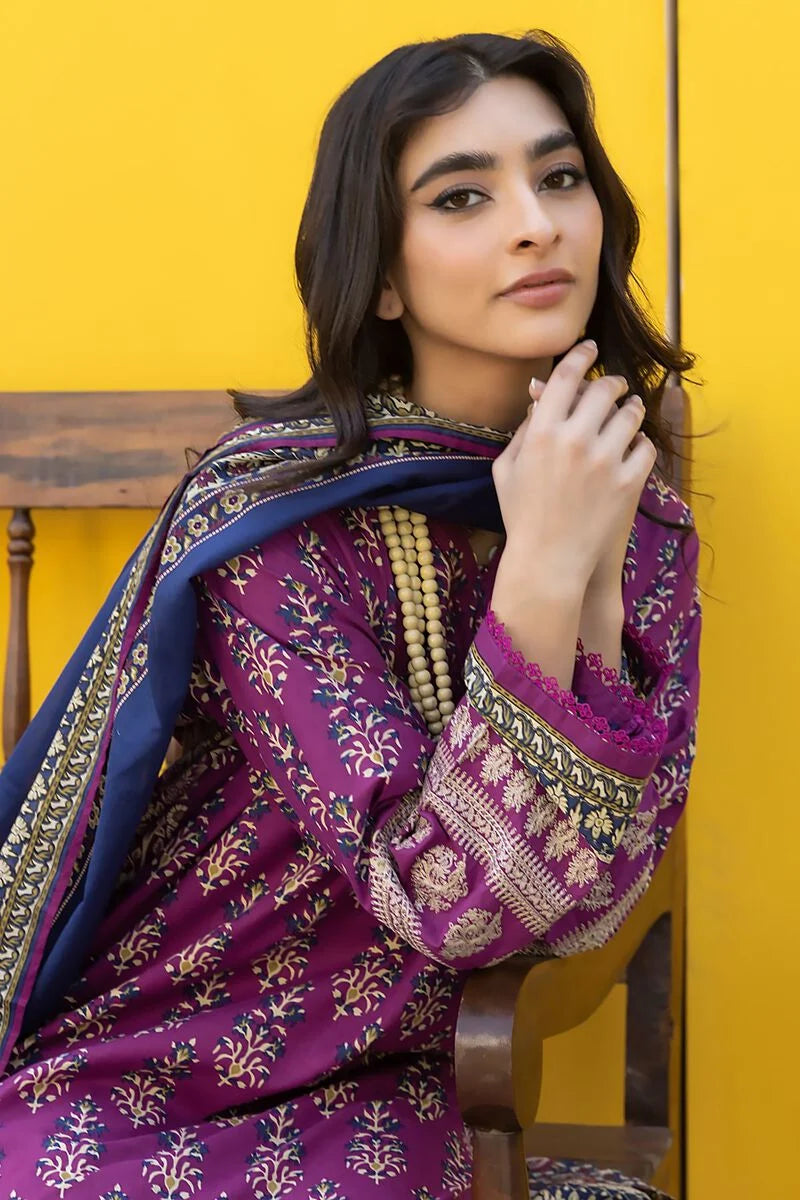 Khaadi | 3 Piece Unstitched Printed Embroidered Lawn Suit | BLA231235-Pink