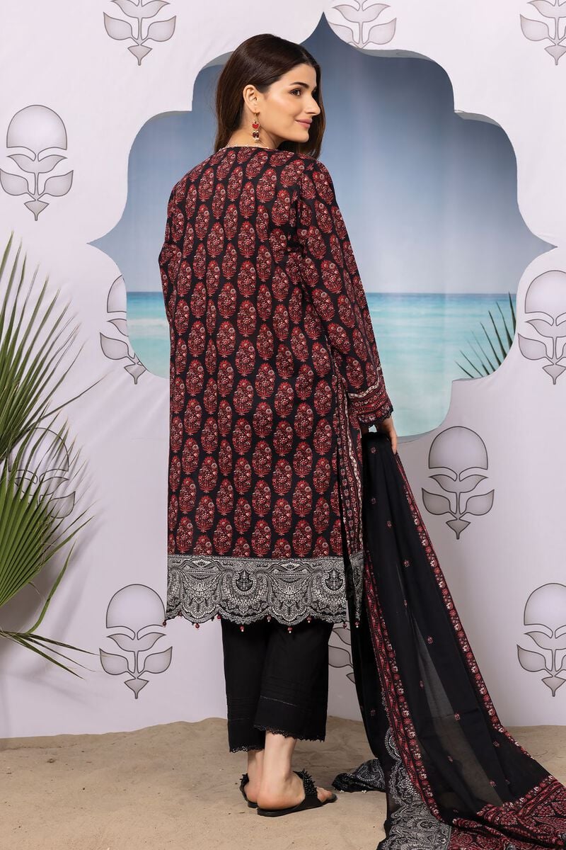 Khaadi | 3 Piece Unstitched Printed Embroidered Lawn Suit | BLA240117-Blue