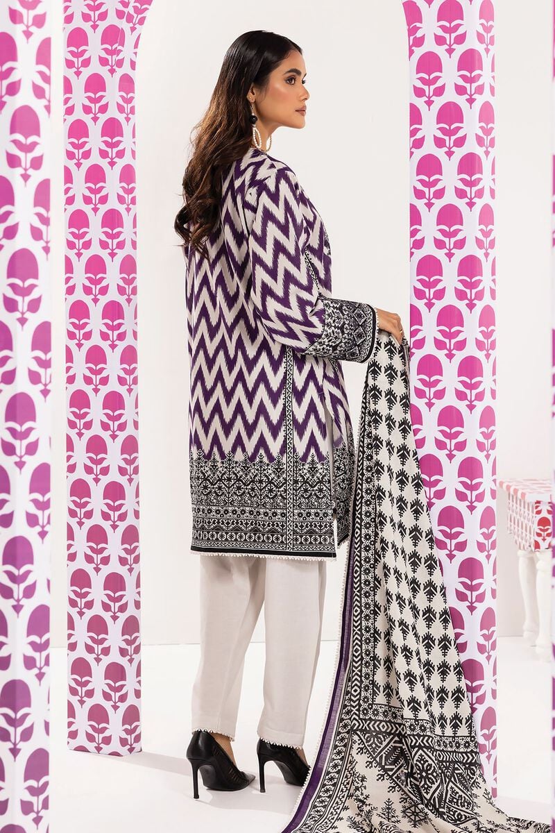 Khaadi | 3 Piece Unstitched Printed Embroidered Lawn Suit | BLA240122-Purple