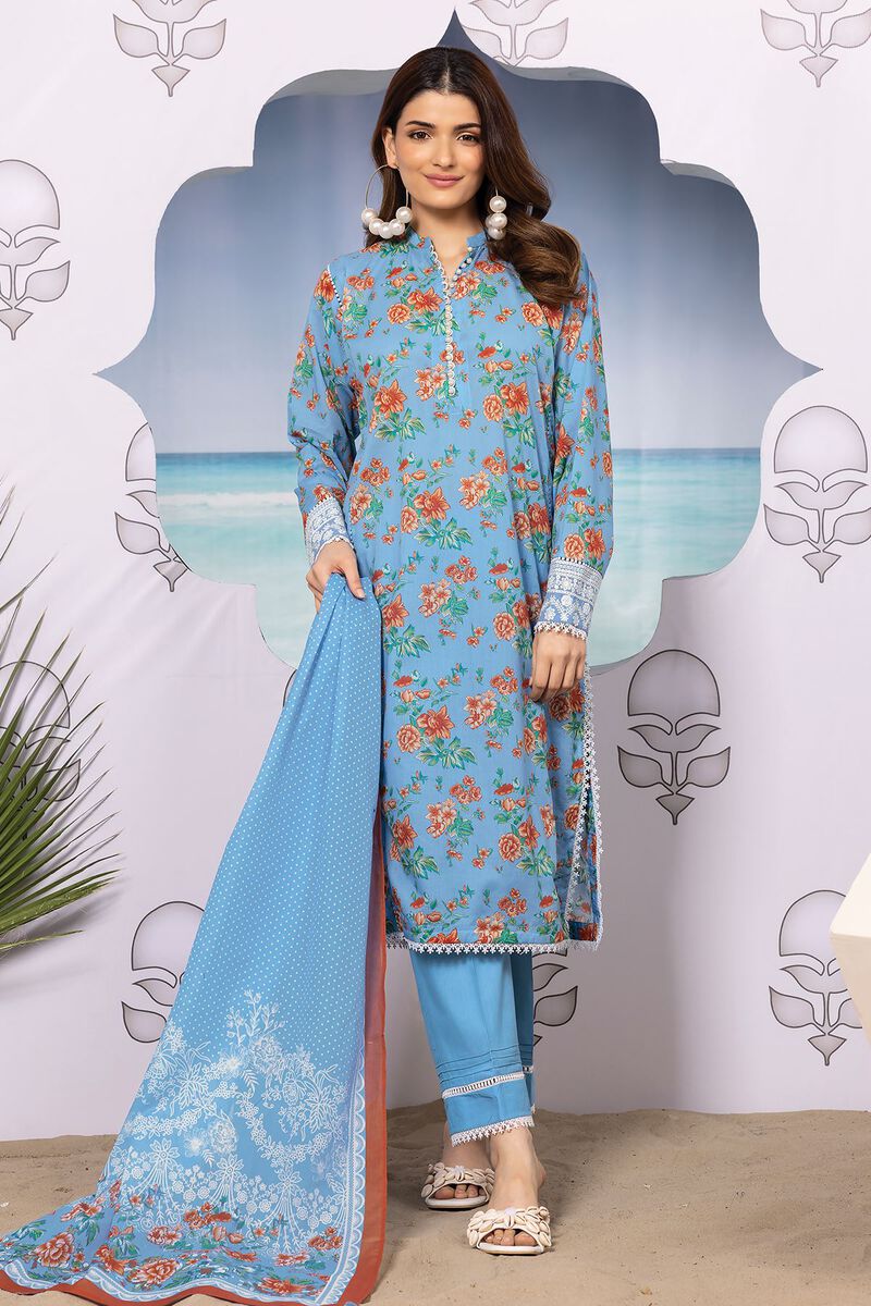 Khaadi | 3 Piece Unstitched Printed Embroidered Lawn Suit