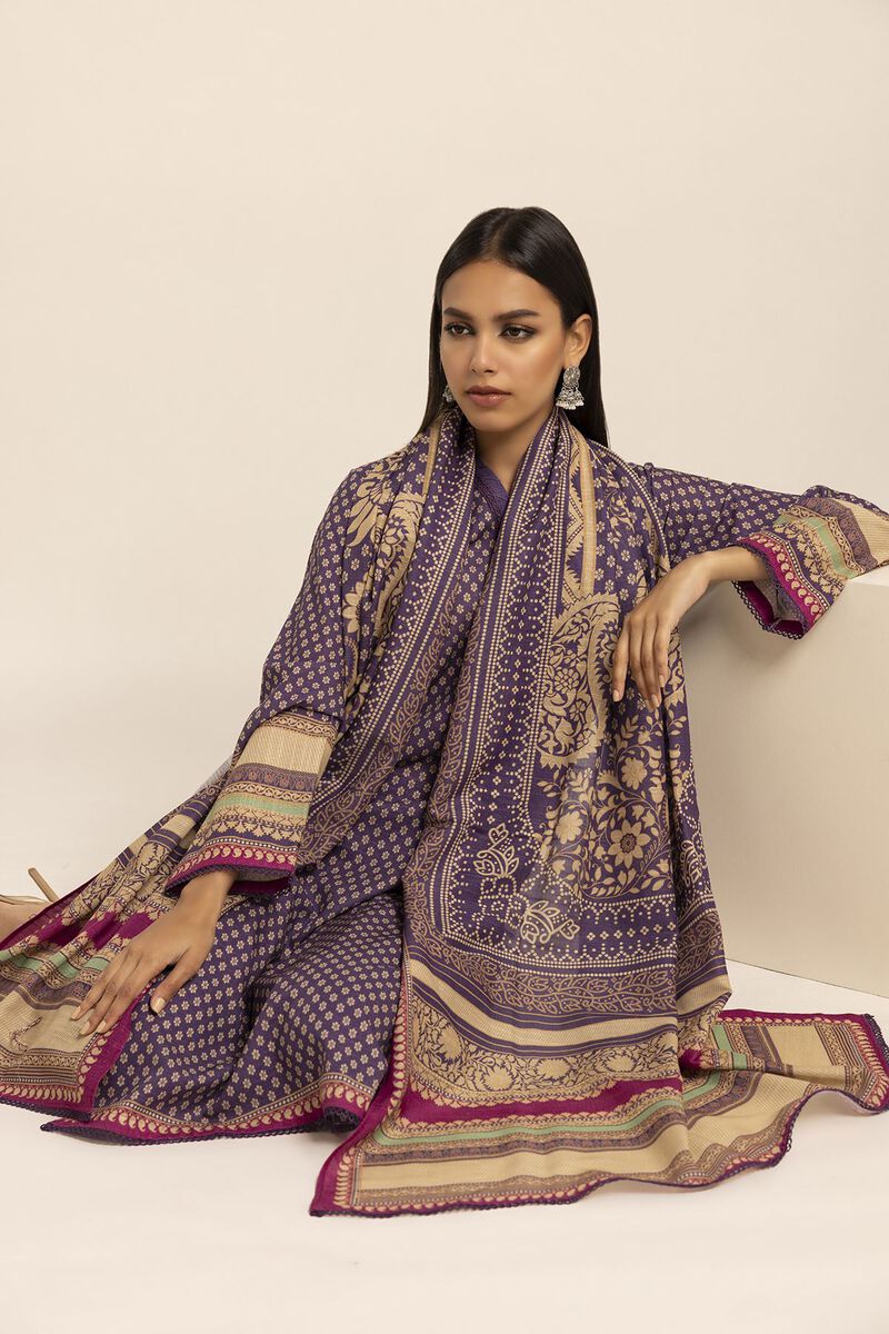 KHAADI | UNSTITCHED 3 PIECE EMBROIDERED LIGHT KHADDAR SUIT