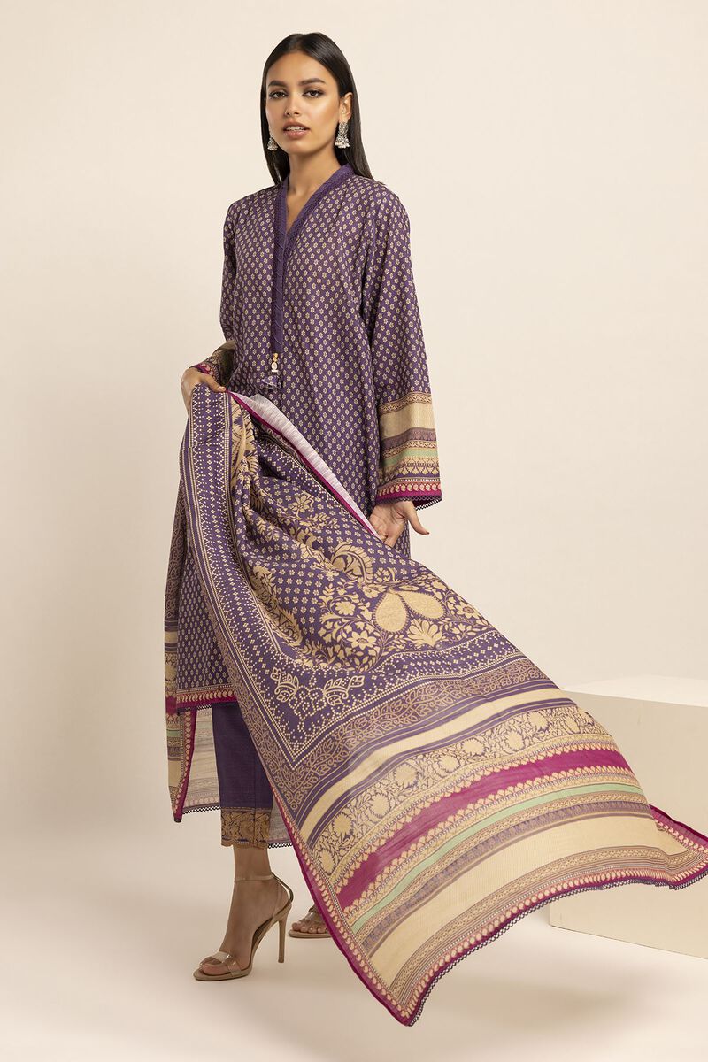 KHAADI | UNSTITCHED 3 PIECE EMBROIDERED LIGHT KHADDAR SUIT
