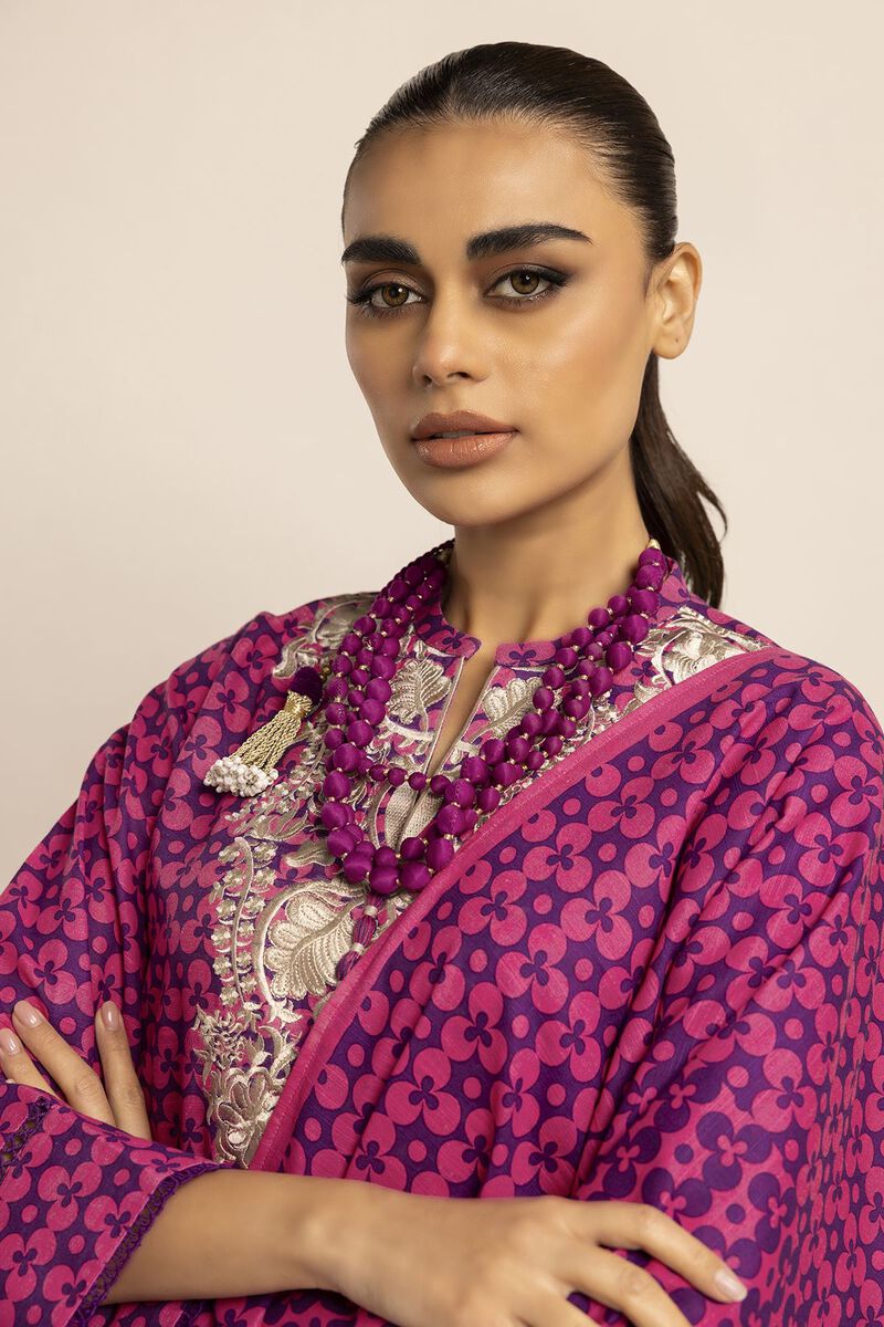 KHAADI | UNSTITCHED 3 PIECE EMBROIDERED LIGHT KHADDAR SUIT