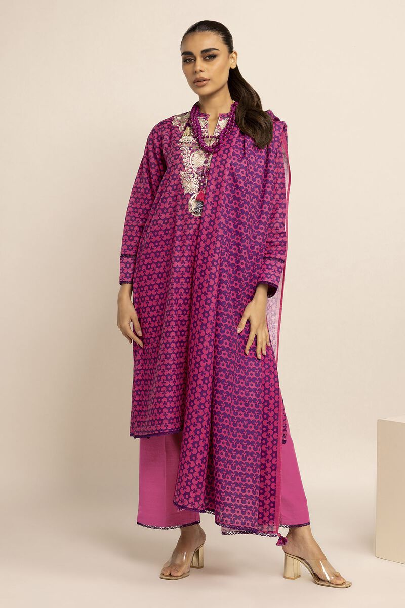 KHAADI | UNSTITCHED 3 PIECE EMBROIDERED LIGHT KHADDAR SUIT