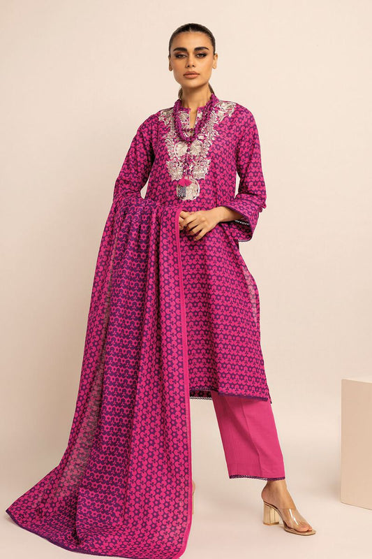 KHAADI | UNSTITCHED 3 PIECE EMBROIDERED LIGHT KHADDAR SUIT