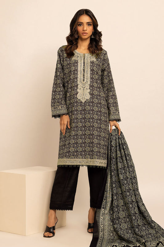 KHAADI | UNSTITCHED 3 PIECE EMBROIDERED LIGHT KHADDAR SUIT