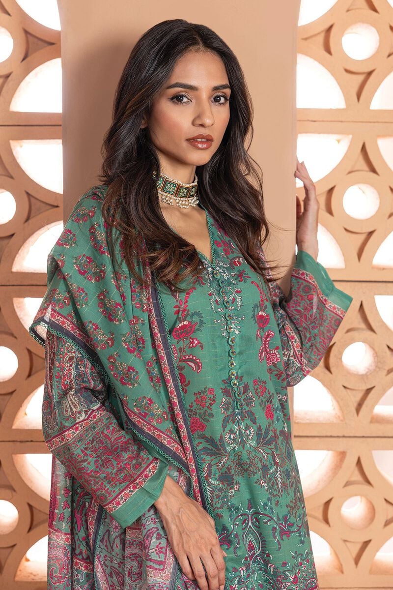 KHAADI | UNSTITCHED 3 PIECE EMBROIDERED MESSURI SUIT