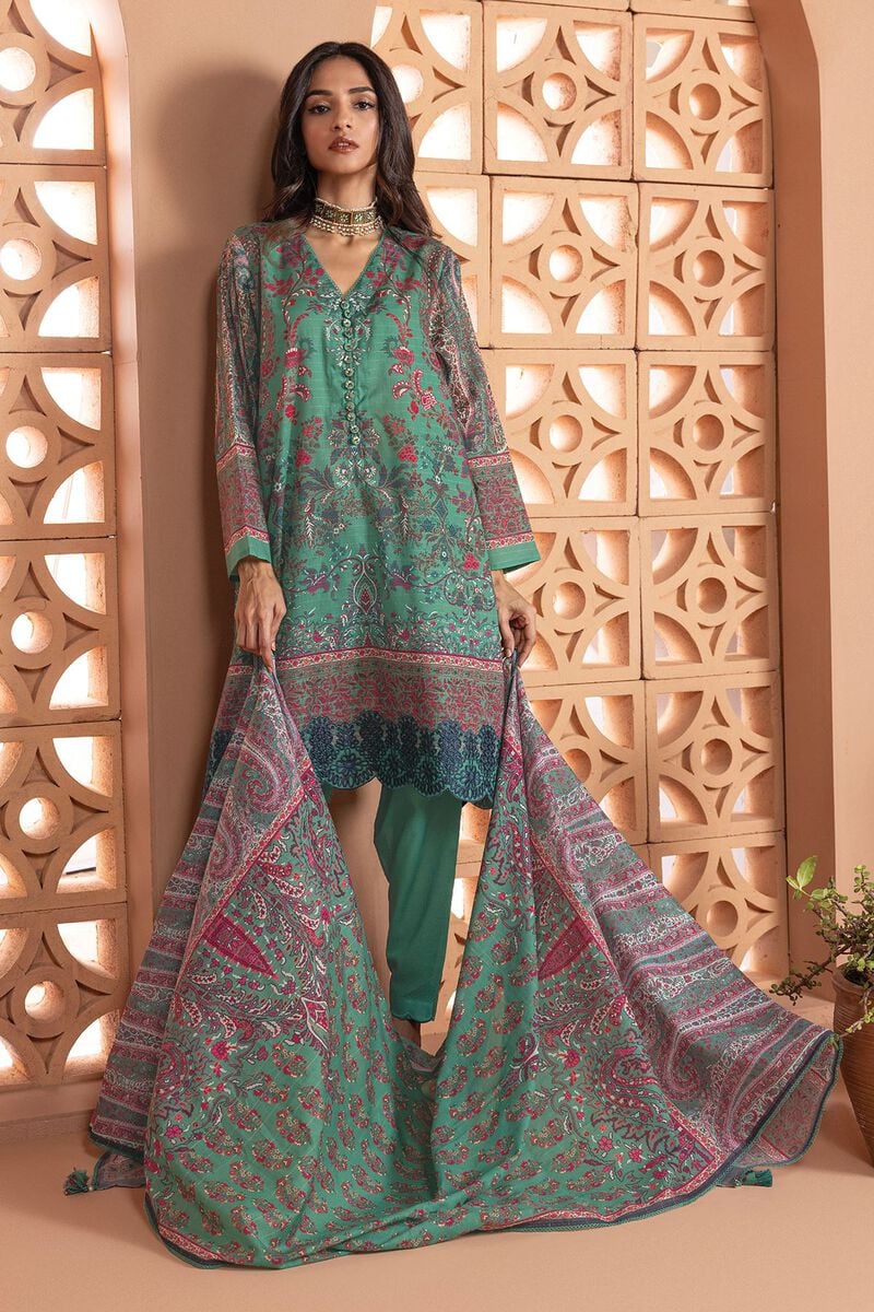KHAADI | UNSTITCHED 3 PIECE EMBROIDERED MESSURI SUIT