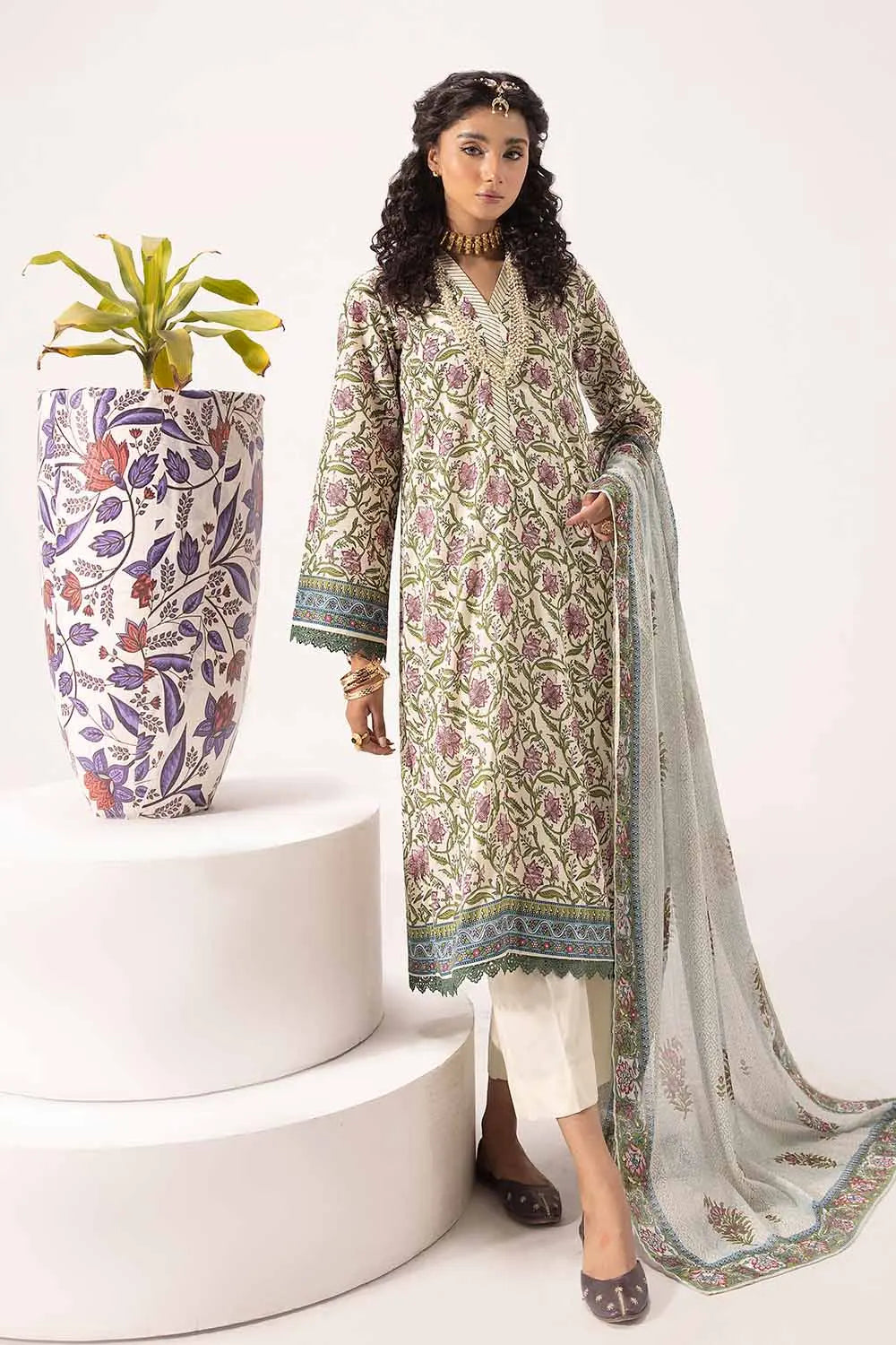 GUL AHMED | 3PC UNSTITCHED PRINTED LAWN SUIT