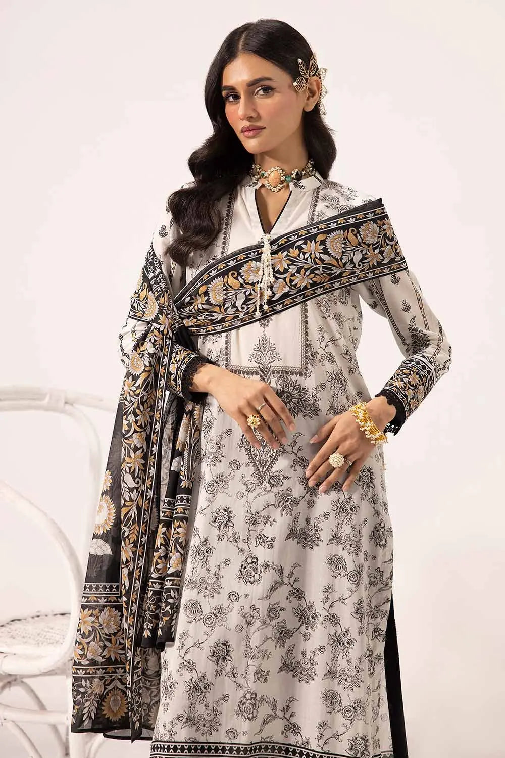 GUL AHMED | 3PC UNSTITCHED PRINTED LAWN SUIT