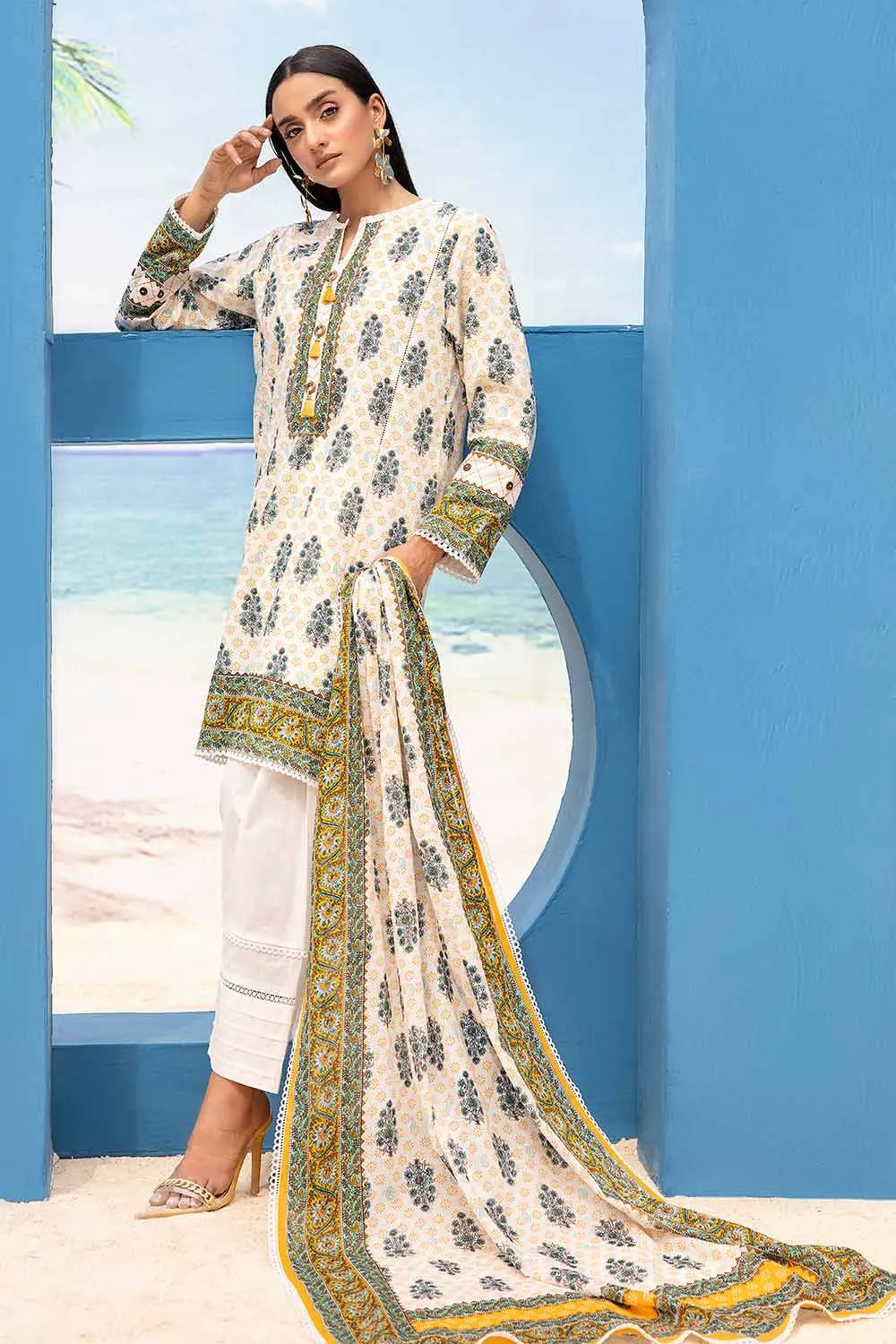 GUL AHMED | 3PC UNSTITCHED PRINTED LAWN SUIT