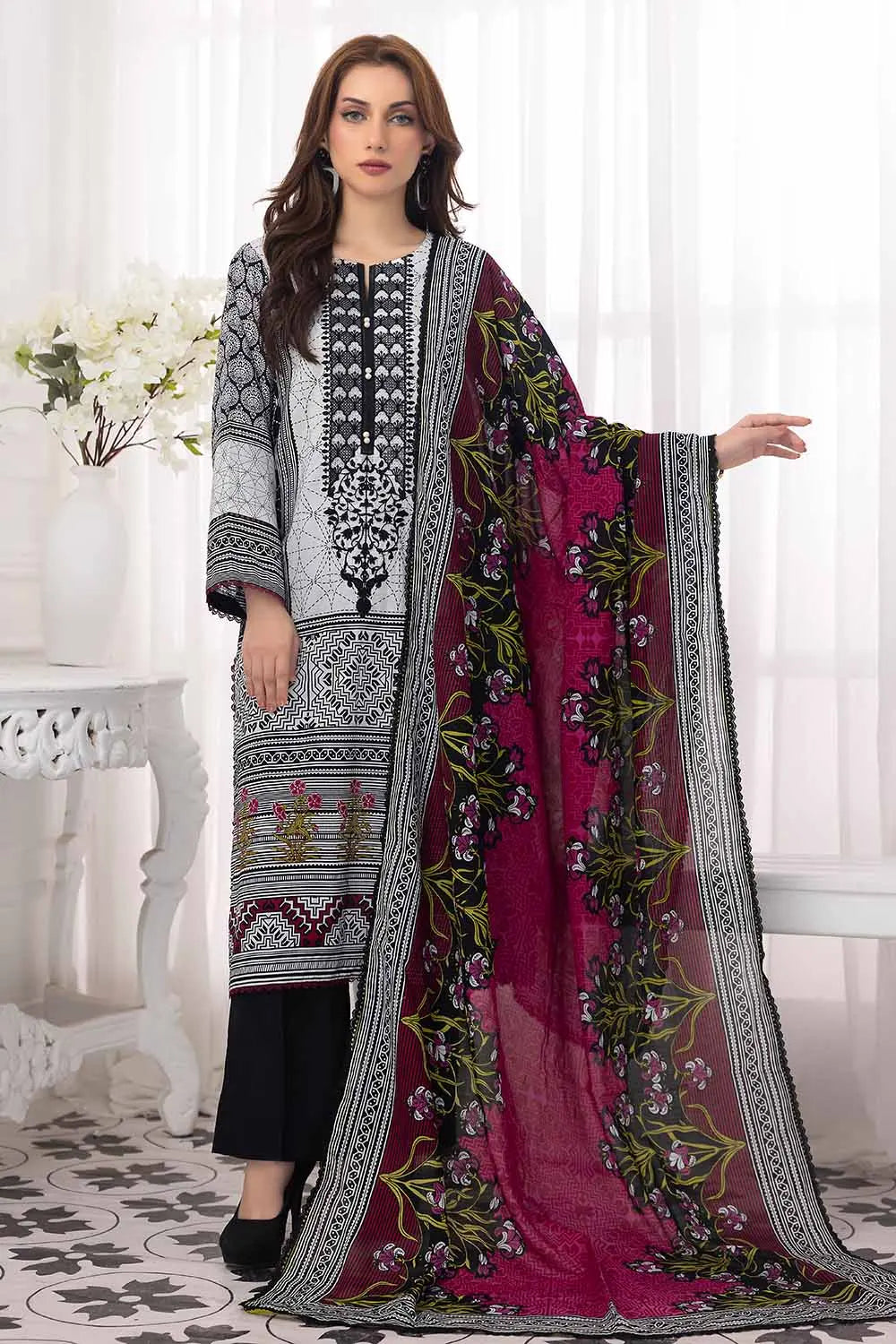 GUL AHMED | 3PC UNSTITCHED EMBROIDERED LAWN SUIT