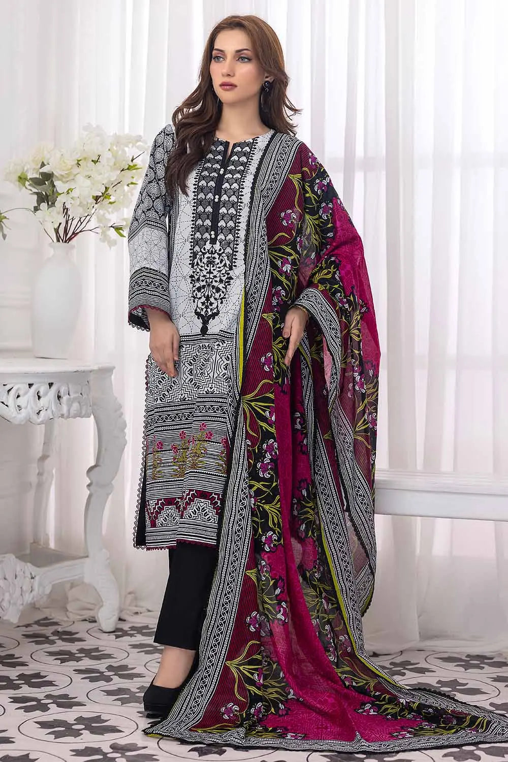 GUL AHMED | 3PC UNSTITCHED EMBROIDERED LAWN SUIT