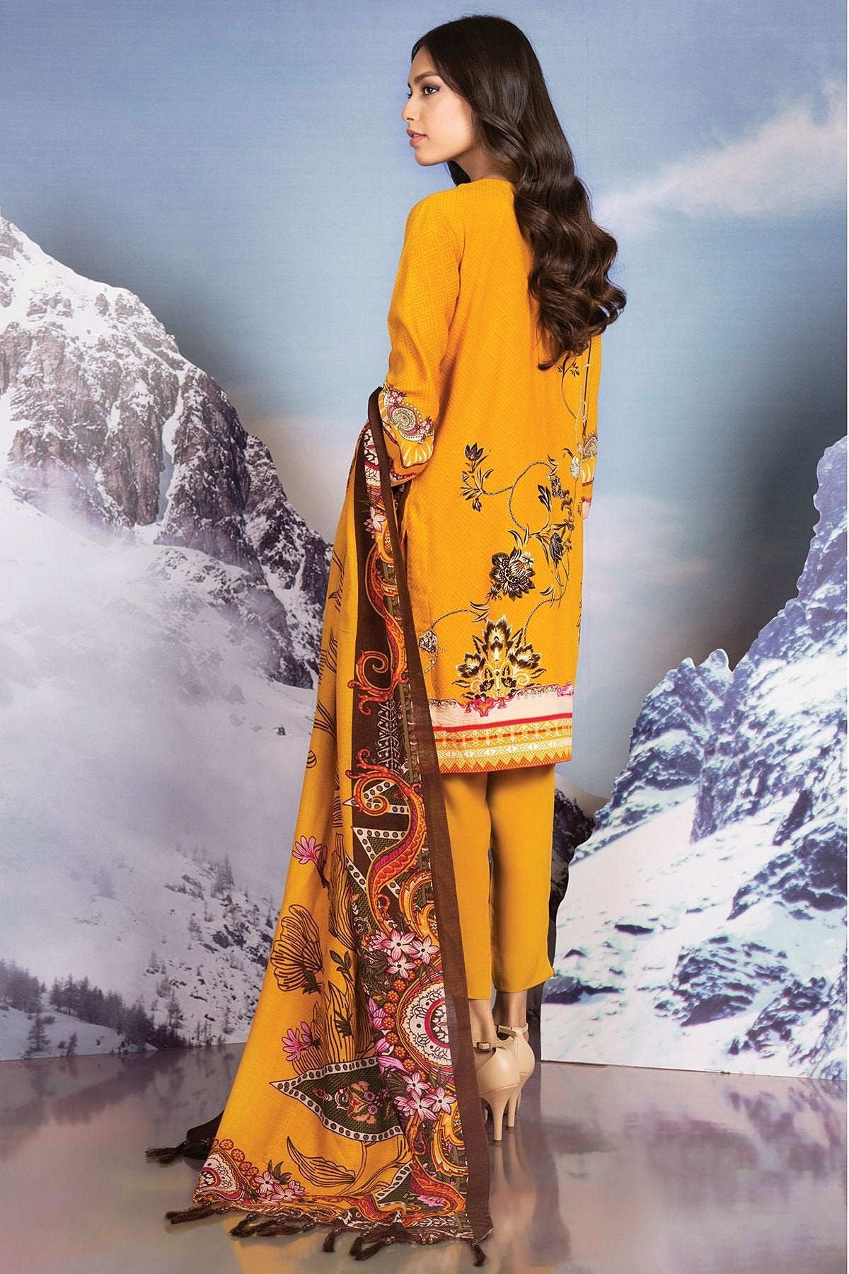 ALKARAM | Unstitched 3 Pc Printed Viscose Suit | Winter