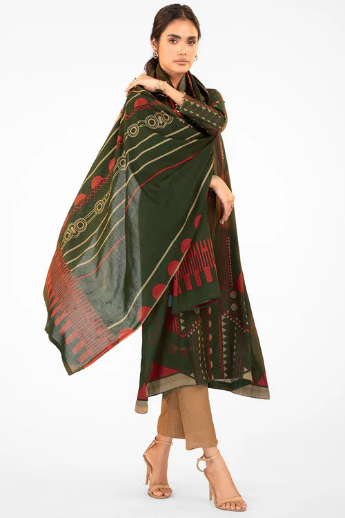 ALKARAM | Unstitched 2 Pc Printed Viscose Suit | Winter