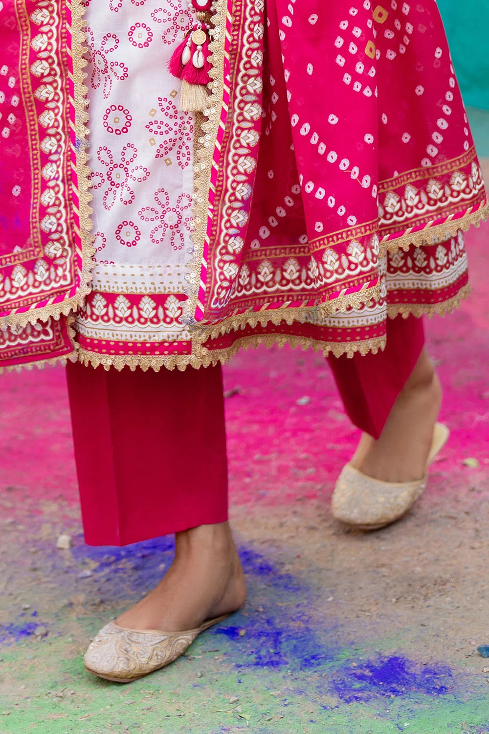 GUL AHMED | 3PC UNSTITCHED GOLD LACQUER PRINTED LAWN SUIT