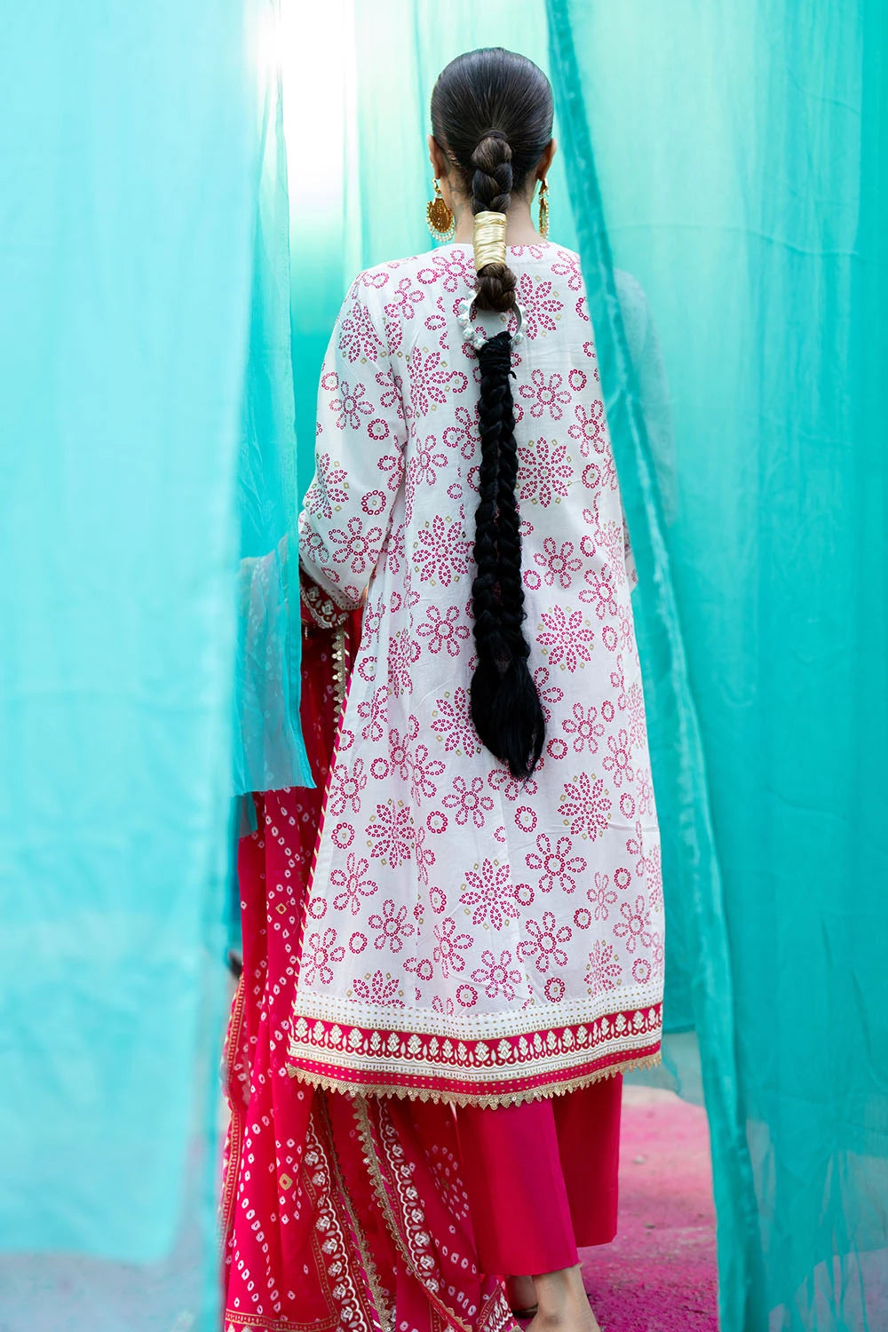 GUL AHMED | 3PC UNSTITCHED GOLD LACQUER PRINTED LAWN SUIT