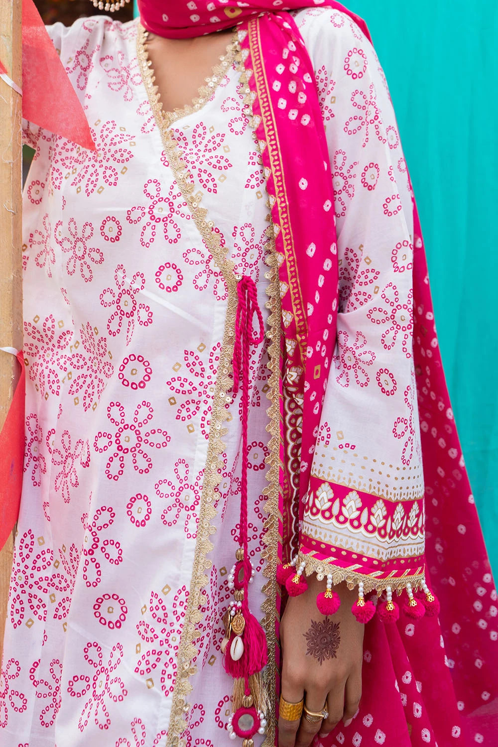 GUL AHMED | 3PC UNSTITCHED GOLD LACQUER PRINTED LAWN SUIT