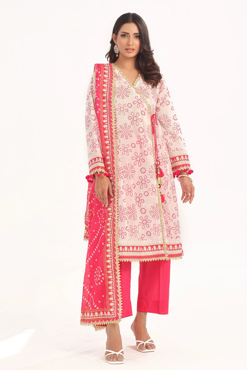 GUL AHMED | 3PC UNSTITCHED GOLD LACQUER PRINTED LAWN SUIT