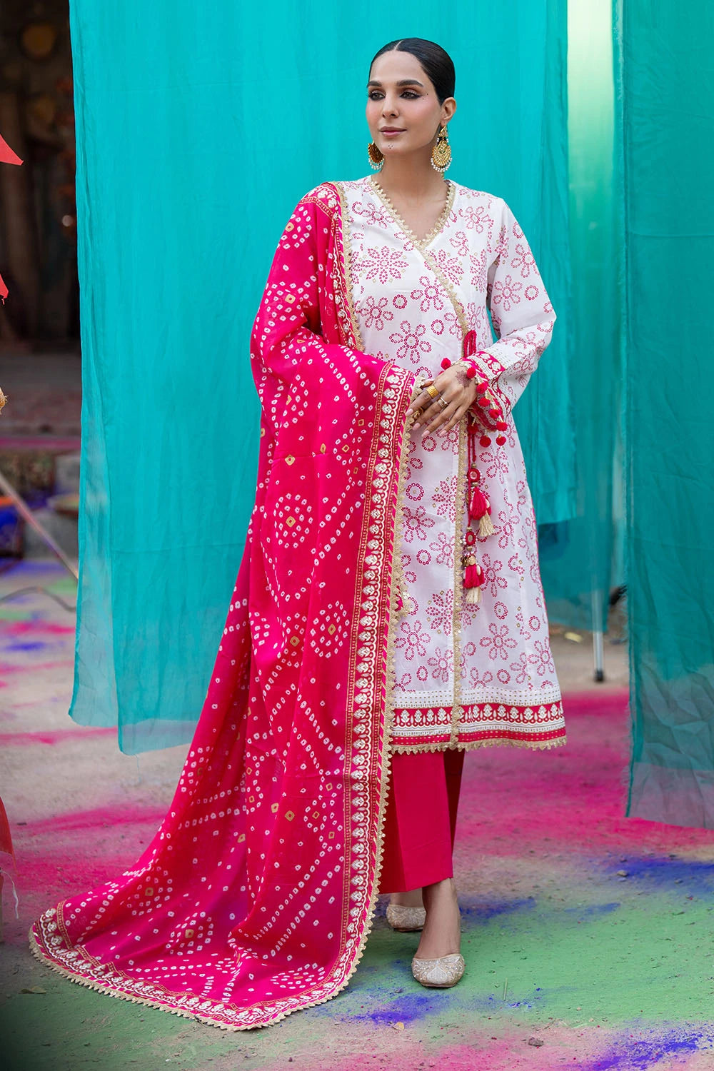 GUL AHMED | 3PC UNSTITCHED GOLD LACQUER PRINTED LAWN SUIT
