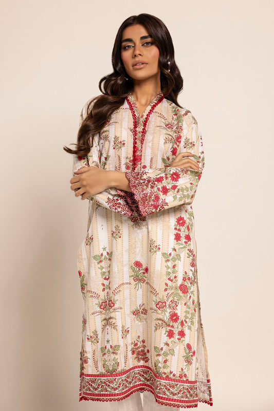 KHAADI | UNSTITCHED 2 PIECE EMBROIDERED SLUB CROSSHATCH SUIT