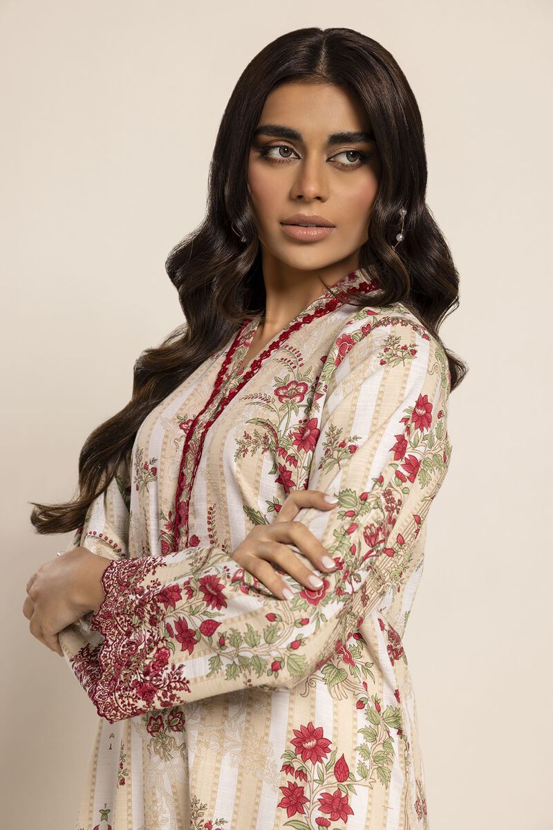 KHAADI | UNSTITCHED 2 PIECE EMBROIDERED SLUB CROSSHATCH SUIT