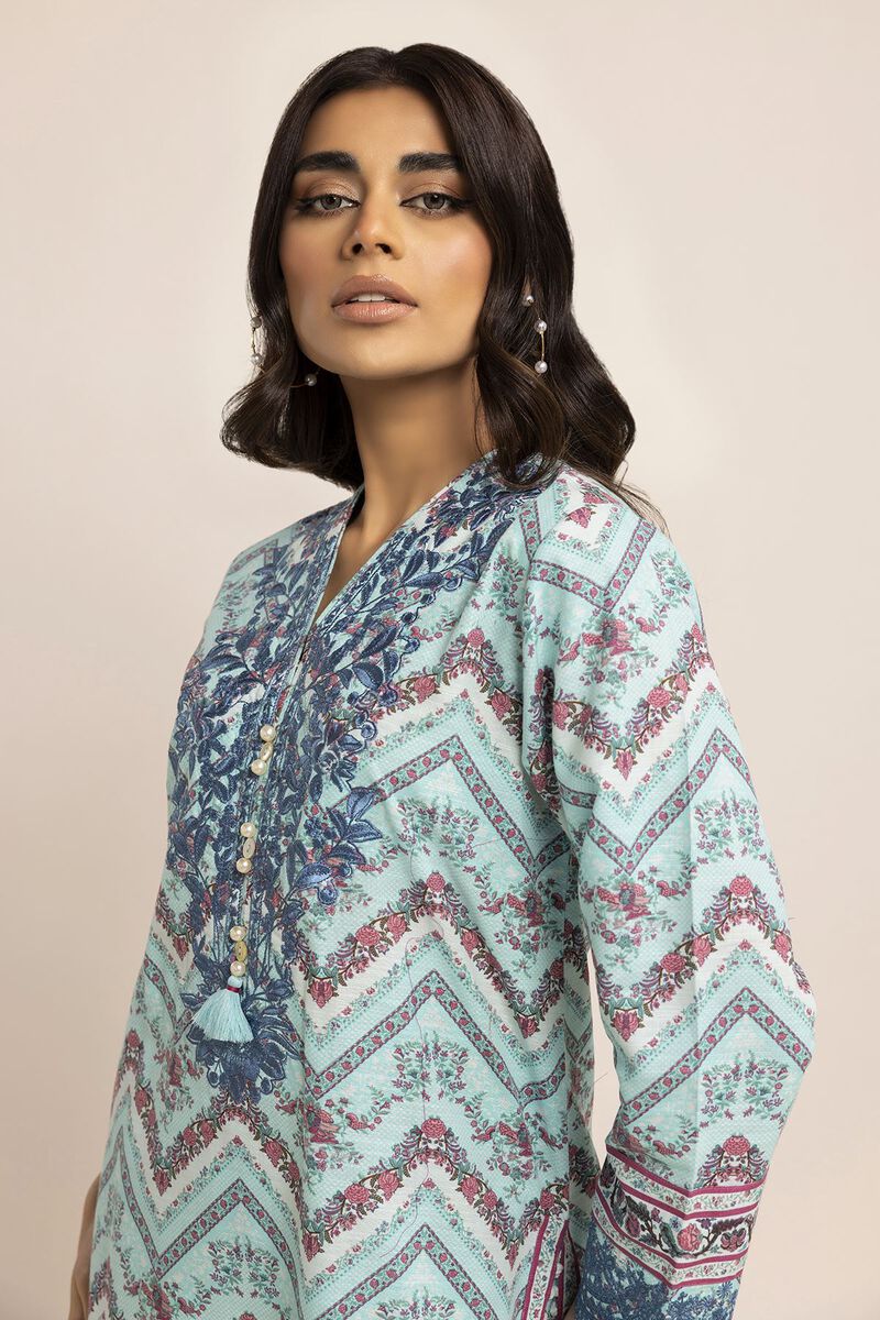 KHAADI | UNSTITCHED 2 PIECE EMBROIDERED SLUB CROSSHATCH SUIT
