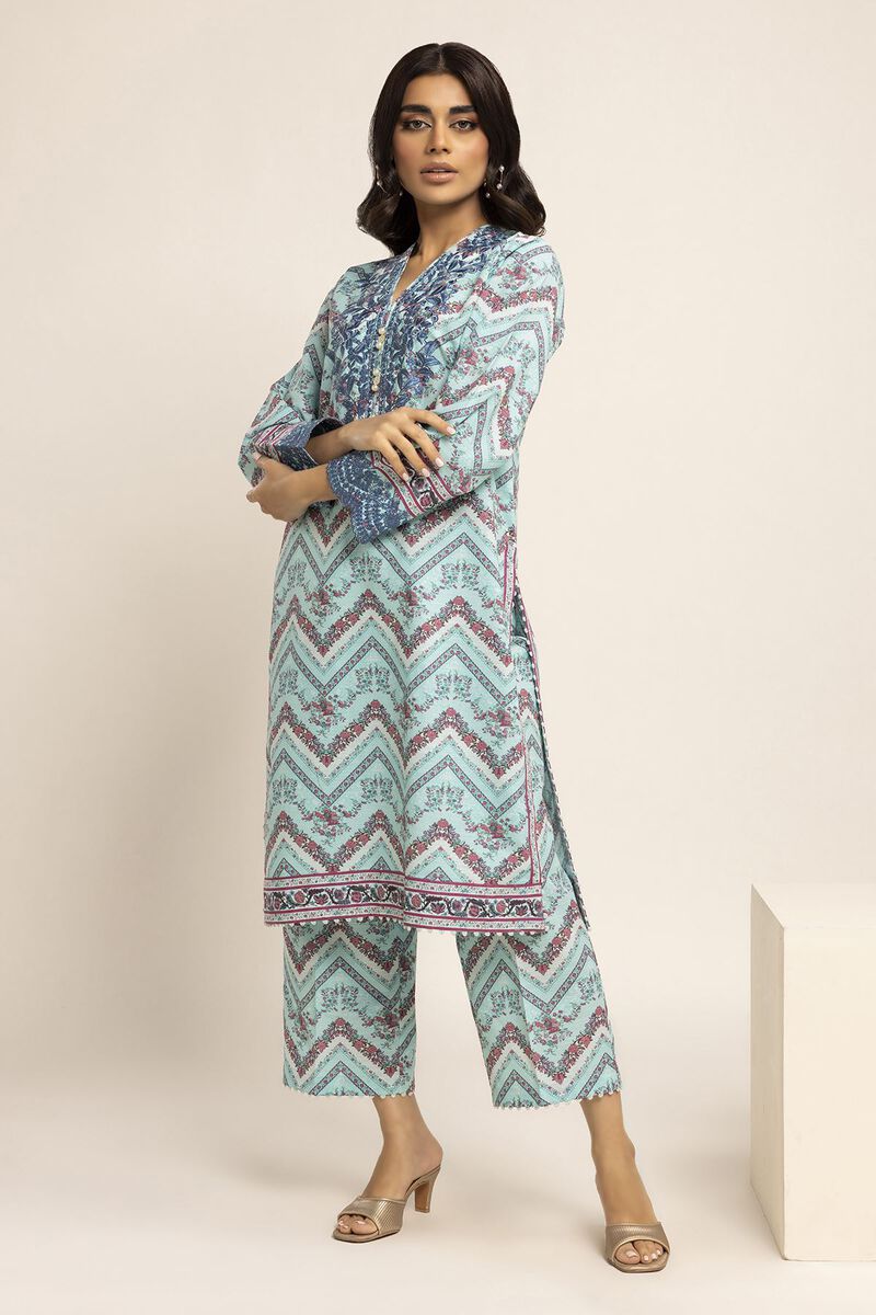 KHAADI | UNSTITCHED 2 PIECE EMBROIDERED SLUB CROSSHATCH SUIT