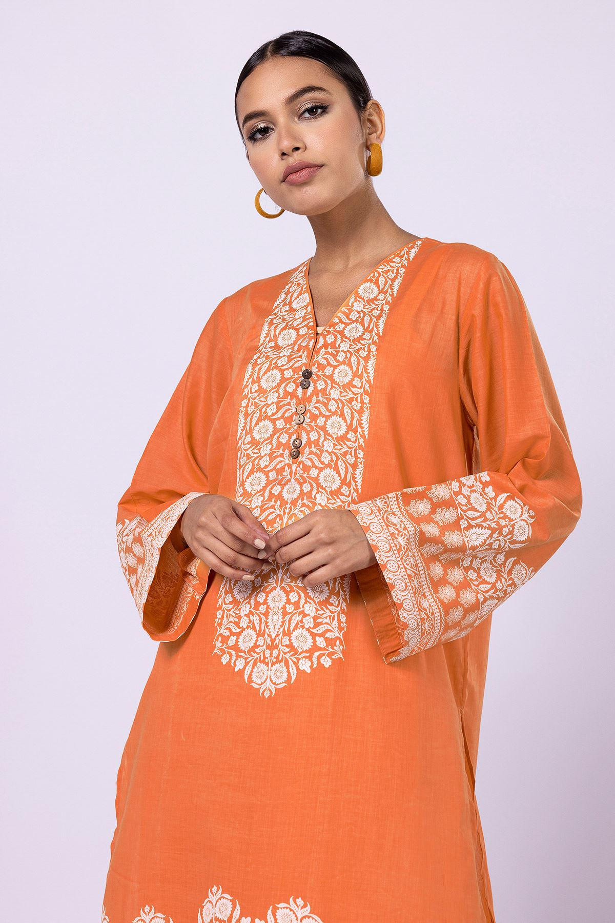Khaadi | 2 Piece Unstitched Lawn - Top & Bottom | JLA230406-Orange